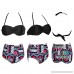 Vintage Two Piece Swimsuits High Waisted Bathing Suits with Underwired Top for Women Girls Floral-black B07NK8ZD1R